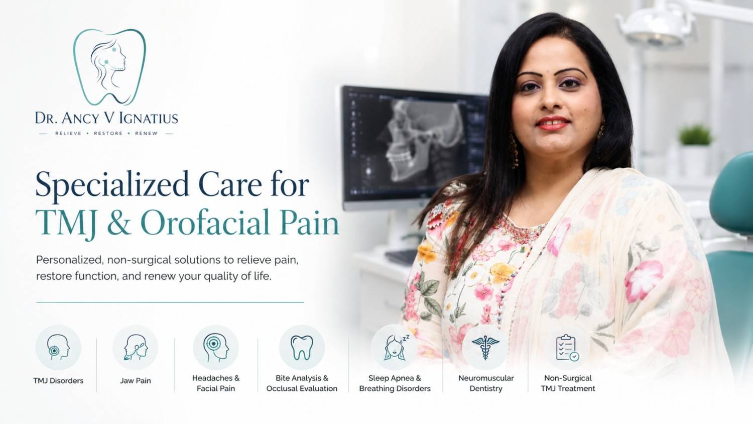 Dr Ancy V Ignatius TMJ specialist and orofacial pain expert in Nallakunta Hyderabad