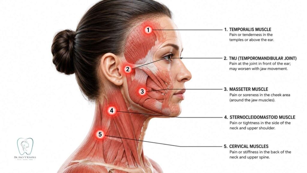 TMJ Pain Areas and Jaw Muscle Anatomy in Nallakunta Hyderabad